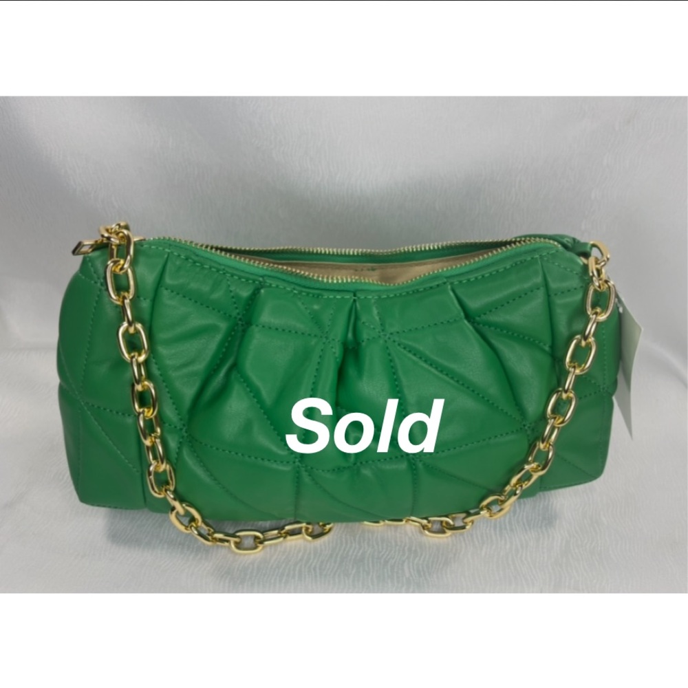 Green Quilted Leather Chain Bag